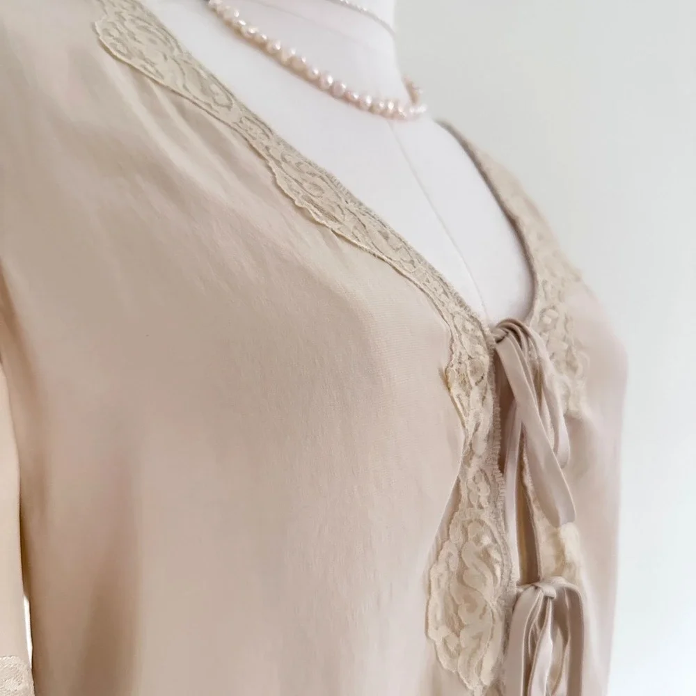 Reformation Romano Top 100% Silk Cream S